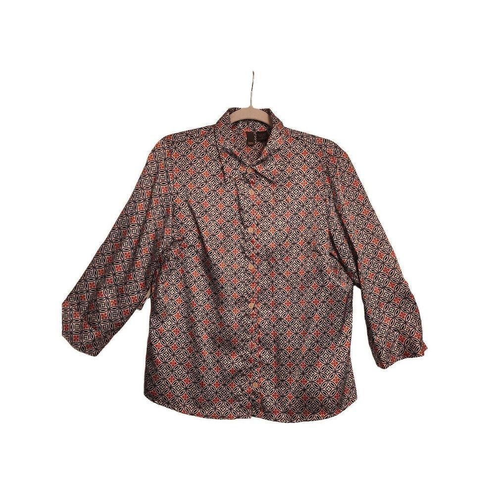 Sere Nade oriental pattern button down blouse size large